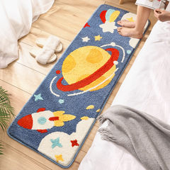 Household cartoon bedroom strip carpet thickened flocking bedside blanket home children's room plush floor mat bay window mat