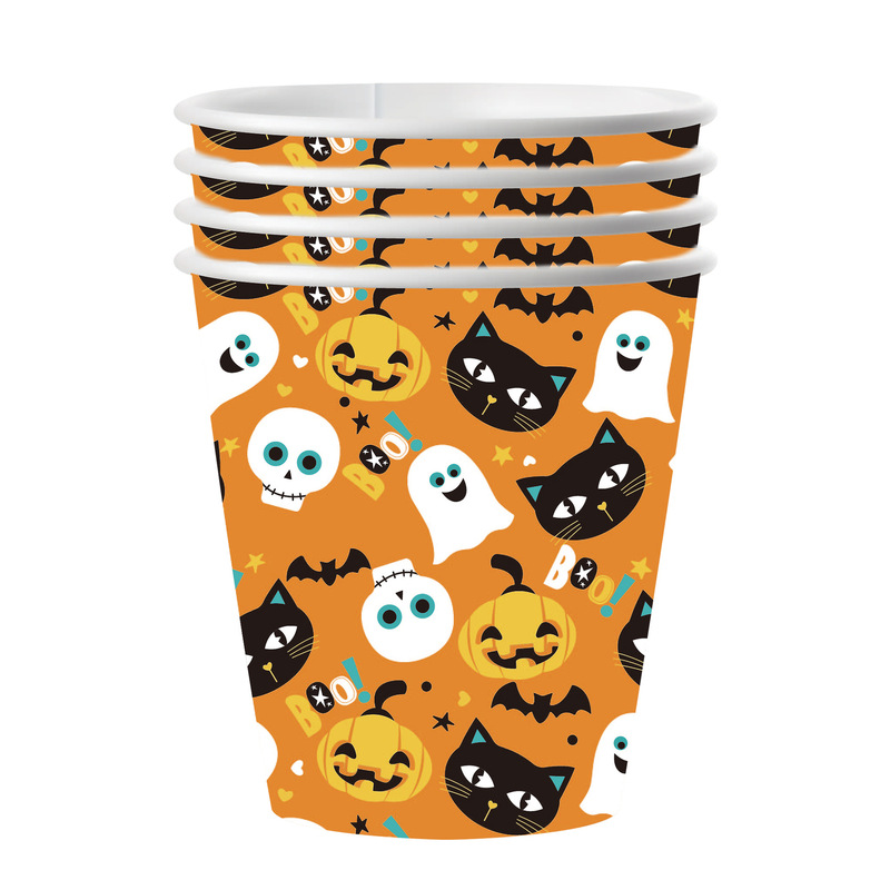 ハロウィン黒猫カボチャゴーストテーマホリデー使い捨て紙ディナープレート紙コップティッシュパーティー誕生日用品|undefined