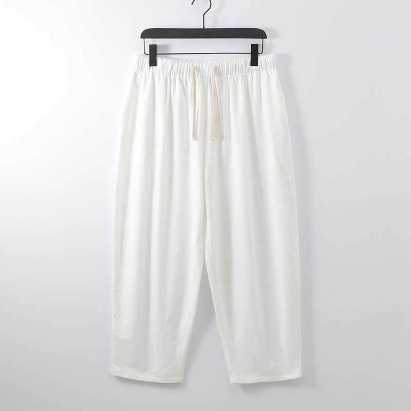 Men's Cropped Pants Cotton Linen New Straight-Leg Slim Cargo Pants Summer Casual Cropped Pants Loose Linen Harem Pants Thin Style Men's Cropped Pants Cotton Linen New Straight-Leg Slim Cargo Pants Summer Casual Cropped Pants Loose Linen Harem Pants Thin Style