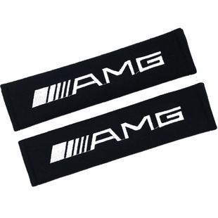 Car seat belt fashion personality cotton seat belt shoulder pad modification suitable for Mercedes Benz AMG Black full car logo
