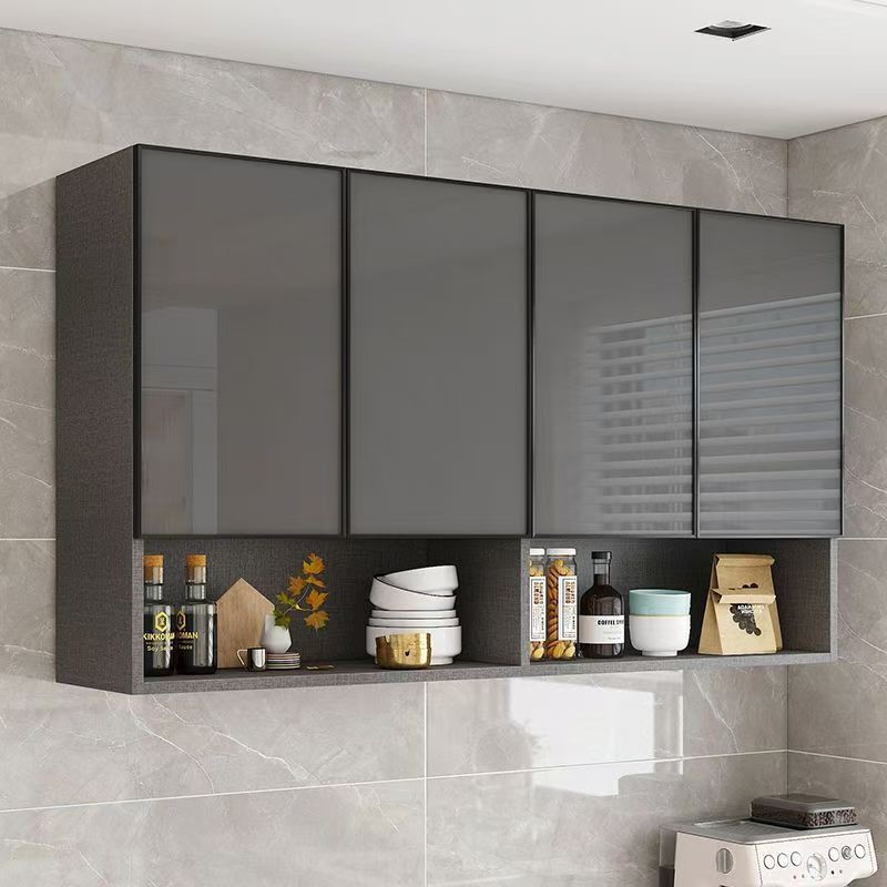 Aluminum Alloy Solid Wood Wall Cabinet Kitchen Wall Cabinet Restaurant Multi-Functional Storage Cabinet Balcony Bathroom Waterproof Storage Cabinet