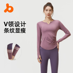 聚衣堂V领裸感瑜伽服弹力高腰提臀健身套装跑步运动骑行服