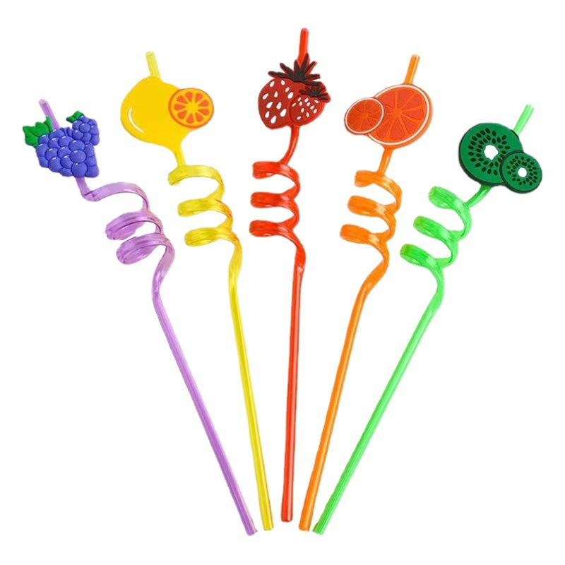 Pajitas creativas para niños de moda, pajitas en forma de fruta, pajitas lavables y reutilizables, pajitas térmicas transfronterizas