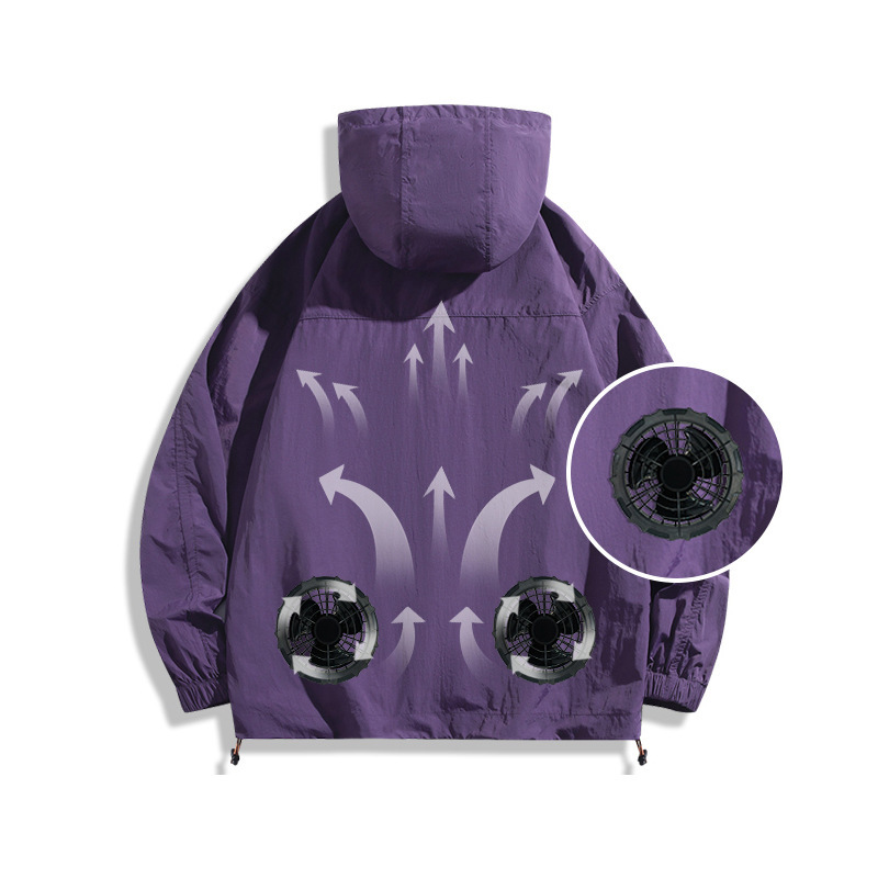 Cross-border Summer Men's and Women's Couple's Travel Air-conditioning Clothing Outdoor Leisure Fan Clothing Cooling Thin Hooded Jacket Trendy Cross-border Summer Men's and Women's Couple's Travel Air-conditioning Clothing Outdoor Leisure Fan Clothing Cooling Thin Hooded Jacket Trendy