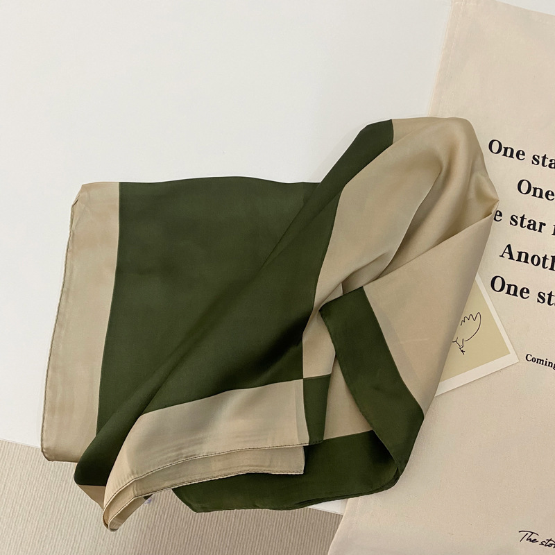 2025 primavera y otoño diadema femenina todo fósforo Baotou coreano desierto pequeño cuadrado bufanda de seda bufanda francesa con camisa verano