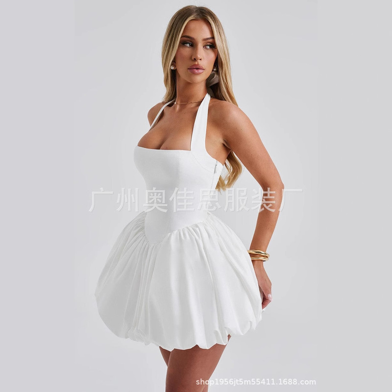 European and American Dress Festival Women's 24 Summer New Sexy Strapless Waist Slimming Lace Bow dress