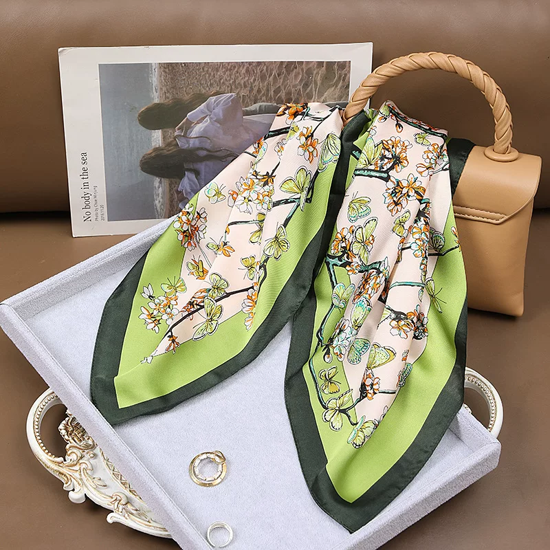 Fashionable scarf, universal silk retro neckerchief, high-quality style, thin weaving