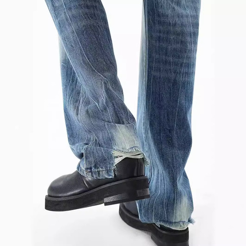 Trendy Men's Casual Distressed Comfortable Versatile Straight Leg American Style Long Pants for Spring and Autumn Seasons