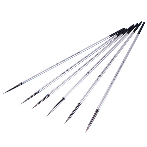 Sakura Nylon Hooked Liner Single Brush Silver Rod Watercolor Oil Painting Acrylic Ultra-Fine Drawing Brush College Entrance Exam Art Supplies Set