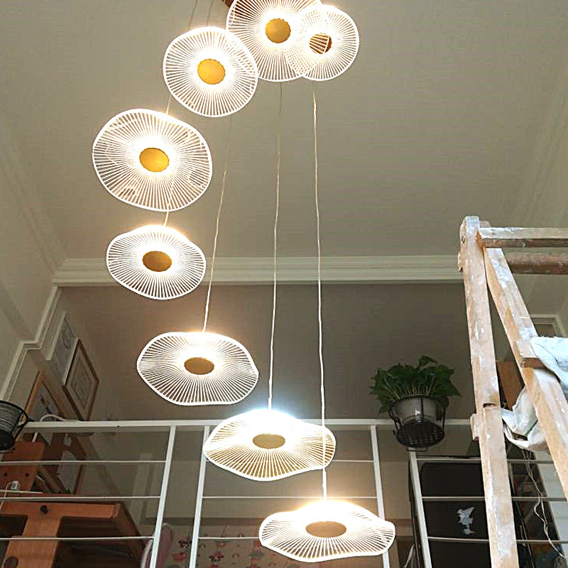Lámparas de gran sala de estar lámpara de lujo loft lámpara de lujo edificio dúplex departamento de ventas escaleras del hotel lobby creativo moderno