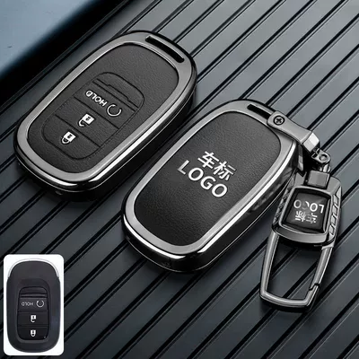 Car key bag: CRV key case, specifically - honda-c-model-3-button-starthold-leather-texture-black-metal-buckle-no-1