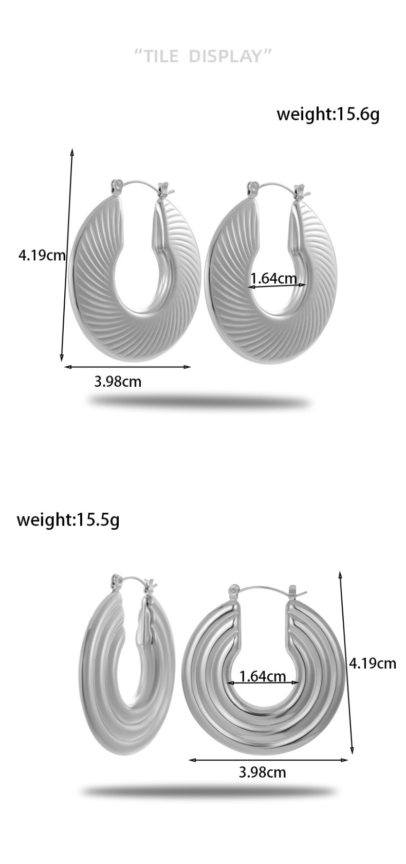 Geometric Pattern Threaded Round C-shaped Earrings Geometric Minimalist Stainless Steel For Women