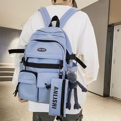 背包2023新款街頭潮流大容量學生書包 簡約工裝ins休閒旅遊雙肩包