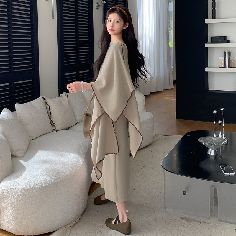 网红孕妇装大码孕妇背心裙＋披肩两件套慵懒毛衣孕妇套装|undefined