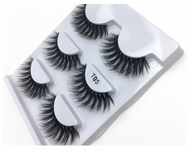 200g Weight False Eyelashes Makeup Tools Types 3 Pairs Quantity Mink Hair Material 3 Pairs Of Multi-layer Thick Natural Curling False Eyelashes 4