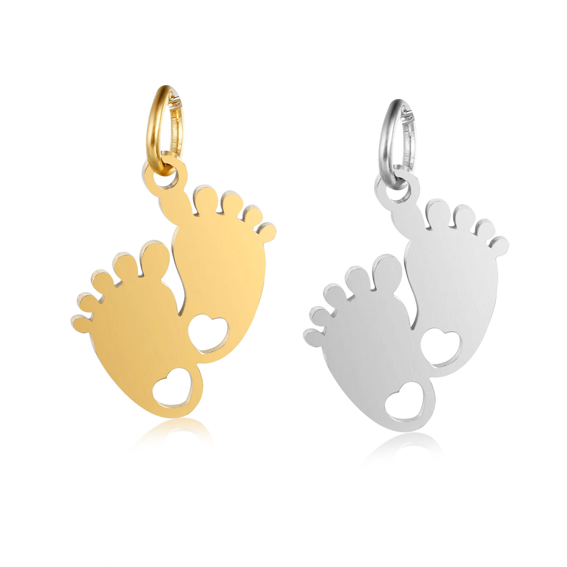 27g Weight Pendant Jewelry Making Type DIY Jewelry Accessories Classification 5 PCS/Package Quantity 304 Stainless Steel Material Foot Pattern Plating Design Cute Style 5 PCS/Package 304 Stainless Steel Foot Pendant 无