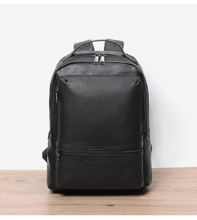 Ba lô da bò lớp đầu nam 15.6 inch công sở, ba lô laptop du lịch 32×12×42 cm — Màu đen chi tiết 4