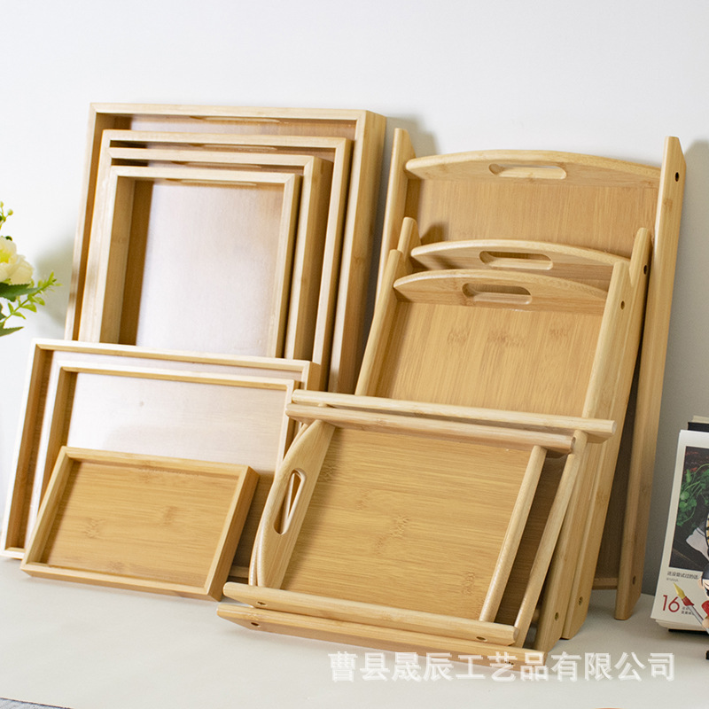 Bandeja rectangular de bambú con doble asa para tazas, té, barbacoa, snacks, pasteles gourmet, postres, ecológica.