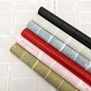 Kraft English retro newspaper wrapping paper flower bouquet wrapping paper Korean plain paper waterproof floral flower shop wholesale
