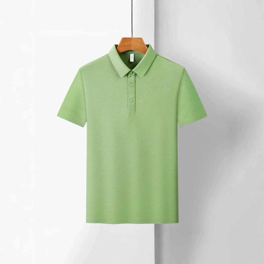 Летняя рубашка-поло с короткими рукавами и лацканами, хлопковая рубашка-поло с вышивкой, вторичный воротник 7А, антибактериальная, впитывающая влагу, дышащая рубашка с короткими рукавами