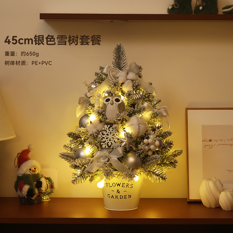 Árbol de Navidad decoración doméstica de Navidad escritorio en el viento diseño DIY nieve brillante árbol 2025 nuevo paquete
