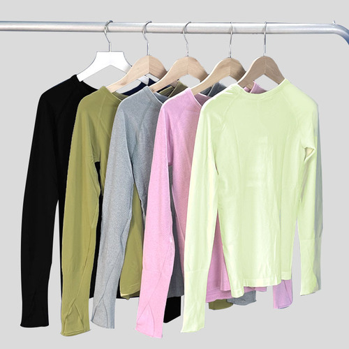 2.0 Women's Long Sleeve T-Shirt Yoga Set with Polyester Spandex Elastic Running Quick Dry Fitness Top Tight Shirt