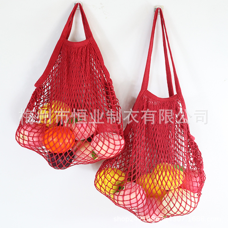 Bolsa de malla de algodón portátil al por mayor Bolsa de compras Supermercado Bolsa de malla de verduras y frutas Bolsa de compras Bolsa tejida hueca