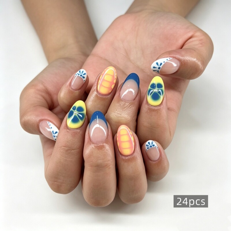 Hot-selling wearable fake nails for export: short, round, and French-style, minimalist design Hot-selling wearable fake nails for export: short, round, and French-style, minimalist design