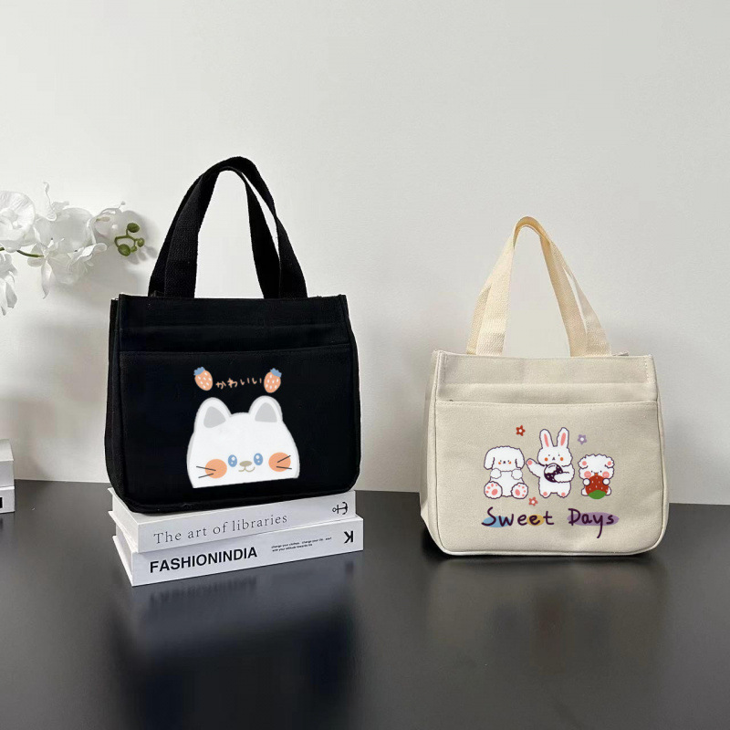 高颜值容量手提包宝妈外出简约小巧立体拎包通勤上班加厚便当饭袋