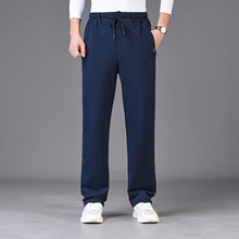 休闲裤男春季宽松系绳运动裤男纯棉直筒裤子男纯色针织裤男装长裤