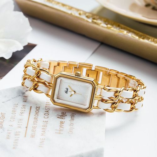 Gedi Square Small Beaded Retro Handmade Braided Bracelet Watch for Ladies, Waterproof, Direct Manufacturer Sale