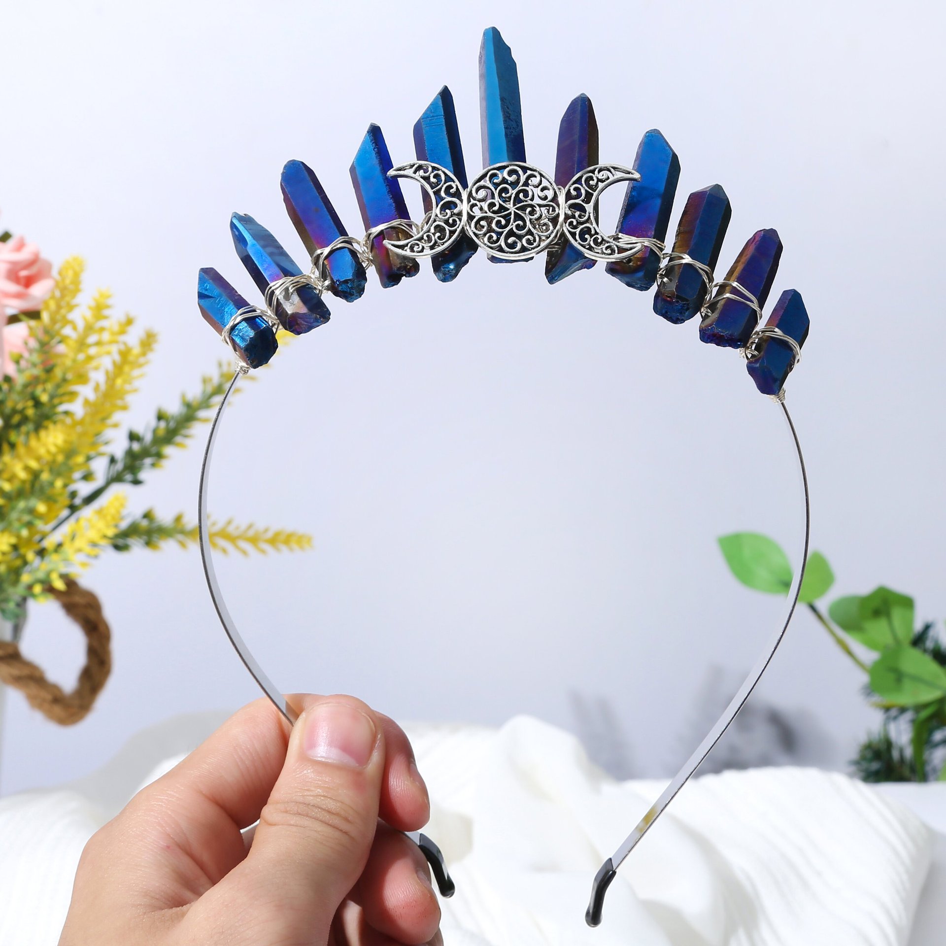 Cristal azul oscuro + triple luna