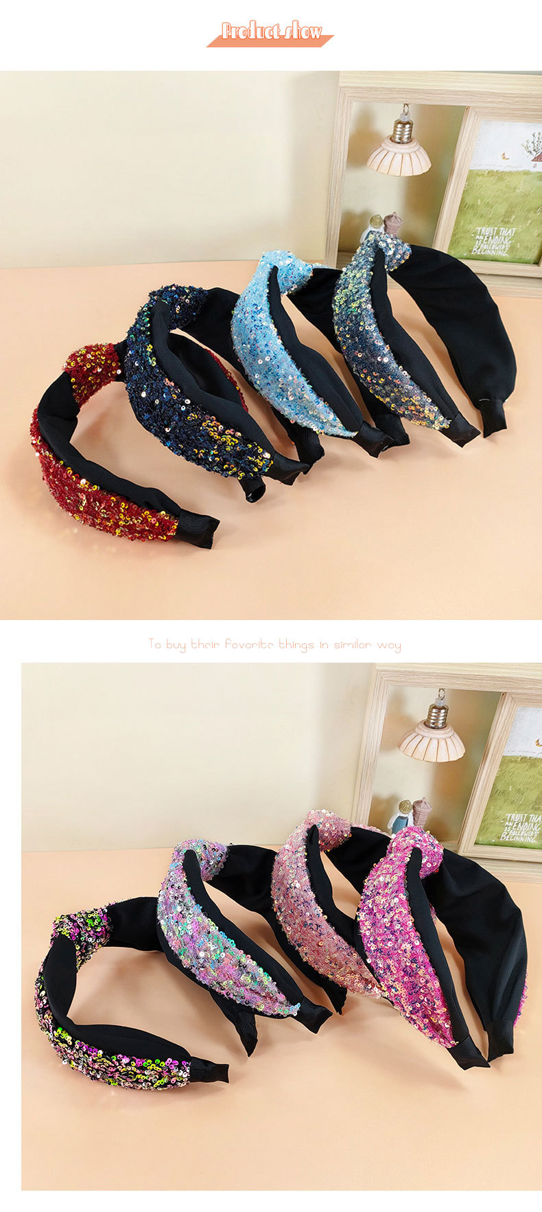 Korean Super Glitter Knotted Headband Color Matching Wide-brim Hairpin Wholesale display picture 3