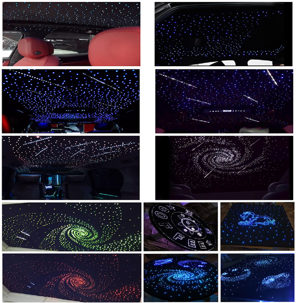 Flashing RGBW starry sky car sound-controlled fiber optic lights, remote control, mobile app control, car music starry sky modification
