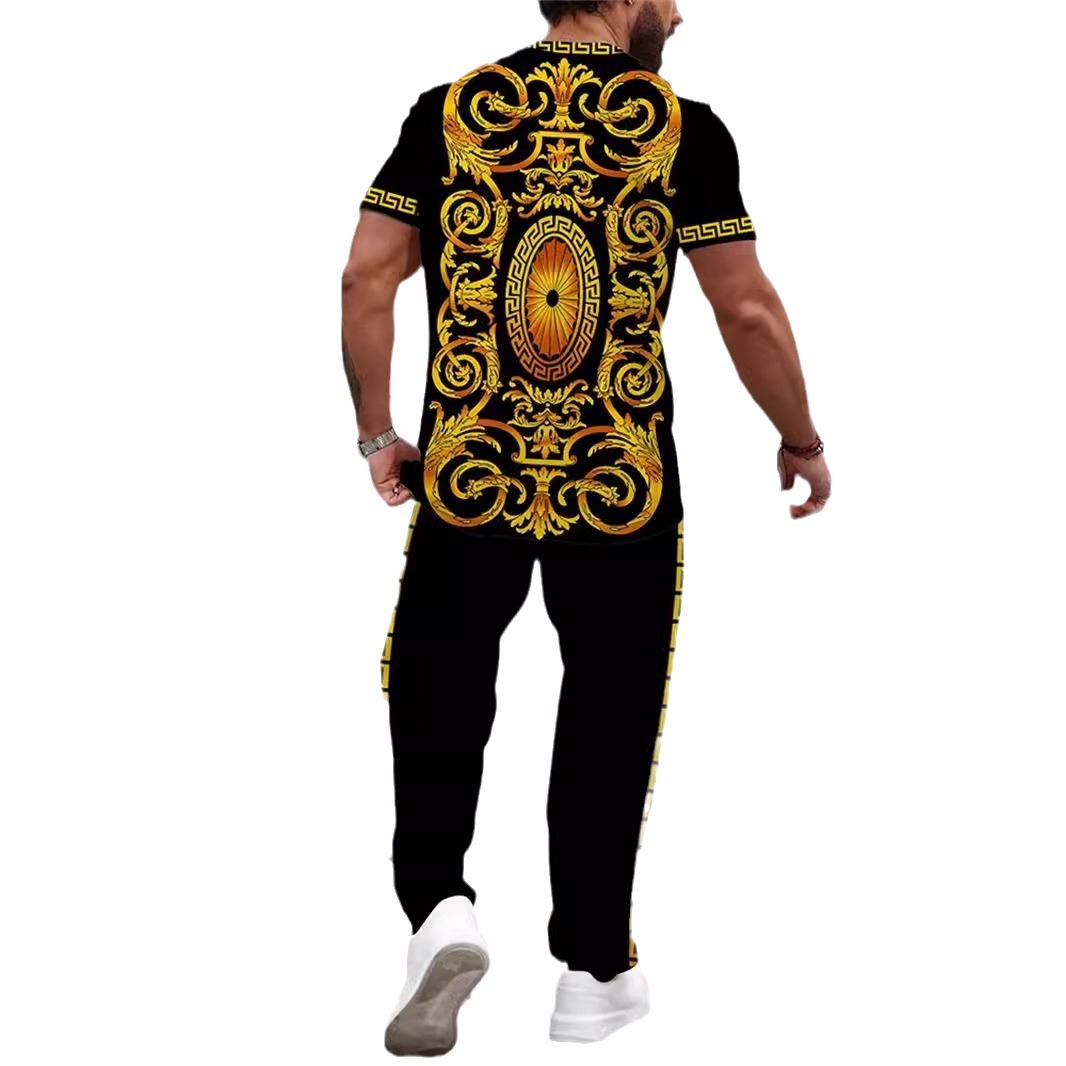 Pantalones de camiseta de manga corta de otoño europeo y americano Moda 2024 Nuevo traje suelto y cómodo de dos piezas ME13 ML4