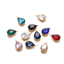 时尚简约水滴形不锈钢镶嵌水晶玻璃爱心吊坠 diy项链耳环饰品材料