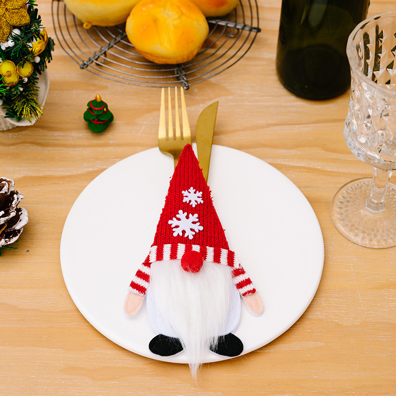 豪貝クロスボーダークリスマス装飾品食器ナイフフォークカバー無顔人形家の食卓に小人ナイフフォークカバーを飾る|undefined