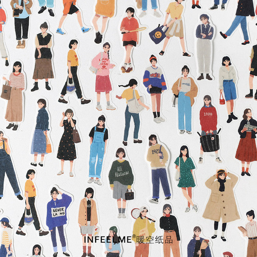 Infeel.Me Japanese paper sticker pack Street style girl series literary girl handbook DIY decorative stickers 40 sheets 6 styles