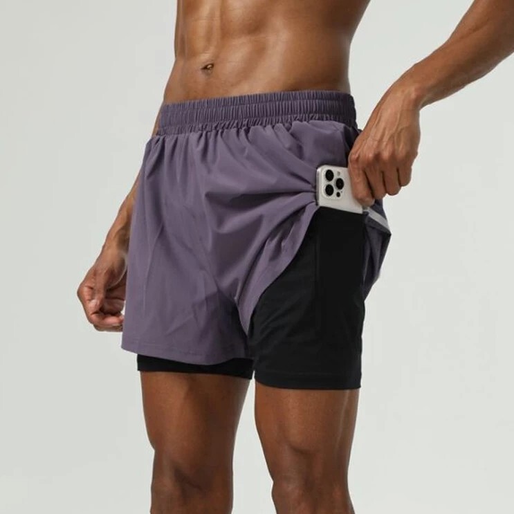 Men's Sports Shorts Double-Layer Two-In-One Running Training Squat Marathon Quick-Dry Elastic Fitness Shorts Men's Sports Shorts Double-Layer Two-In-One Running Training Squat Marathon Quick-Dry Elastic Fitness Shorts