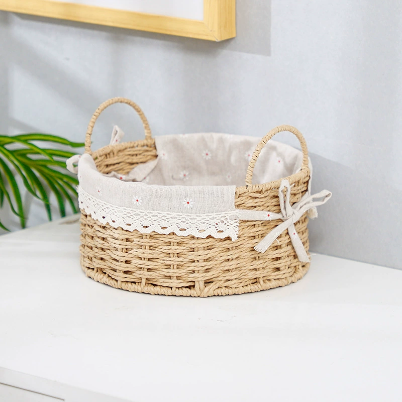 Woven storage baskets with cloth liners, assorted shapes (round/oval/rectangular/square)