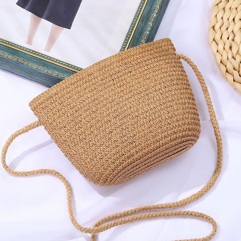Children's bag, single-shoulder crossbody bag, cute woven shell bag for girls, versatile coin purse, beach woven bag