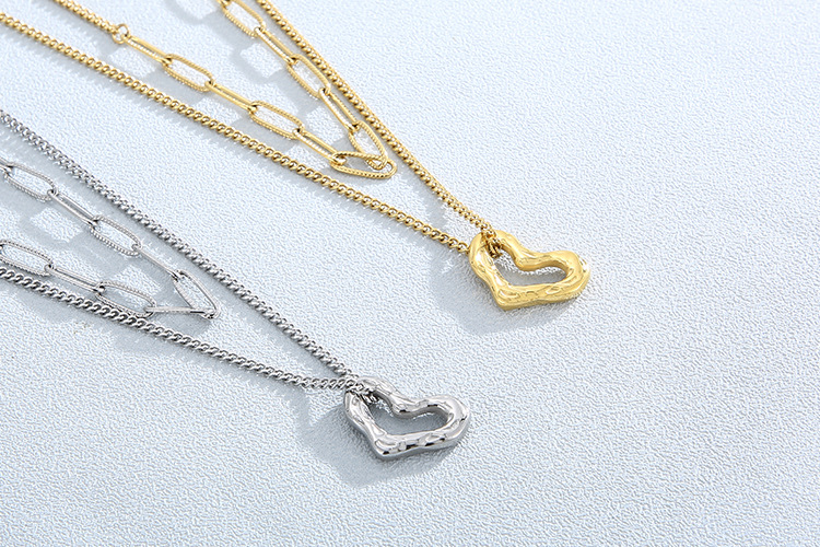 Women'S Gender PVD Coated 18K Gold Plated Heart Titanium Steel Fashion Waterproof Non Tarnish Necklace