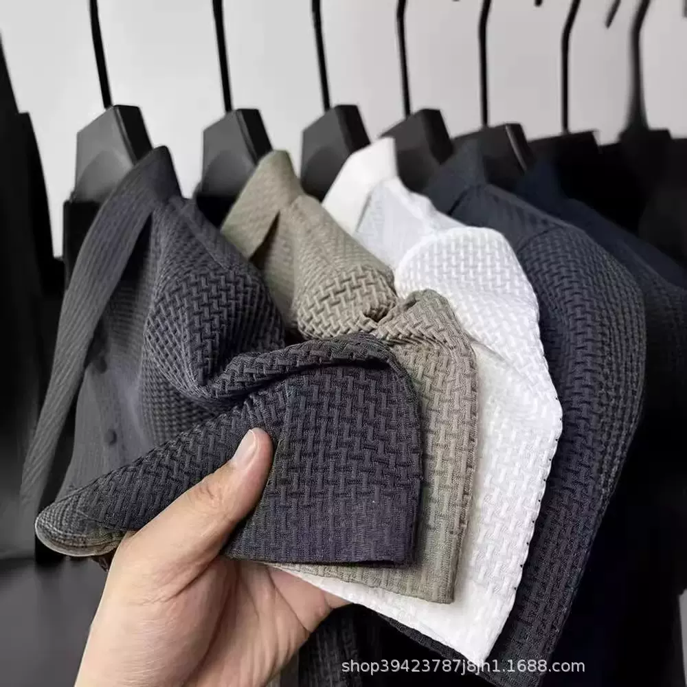 夏季冰丝速干polo衫男提花翻领短袖T恤衫高级感休闲男式垂感上衣