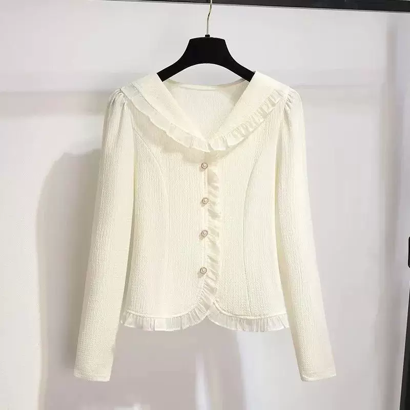Шифоновая свежая кукольная блуза, в стиле Chanel, осенняя новинка, для женщин plus size, воротник-кукла
