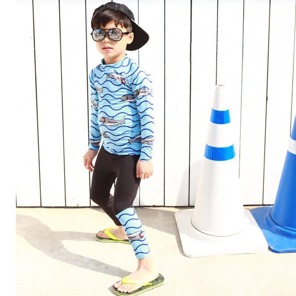 2020 Winnie Bear Explosions Sunscreen Split Cartoon Children's Swimsuit Quick-drying Long-sleeved Trousers Boys Swimsuit