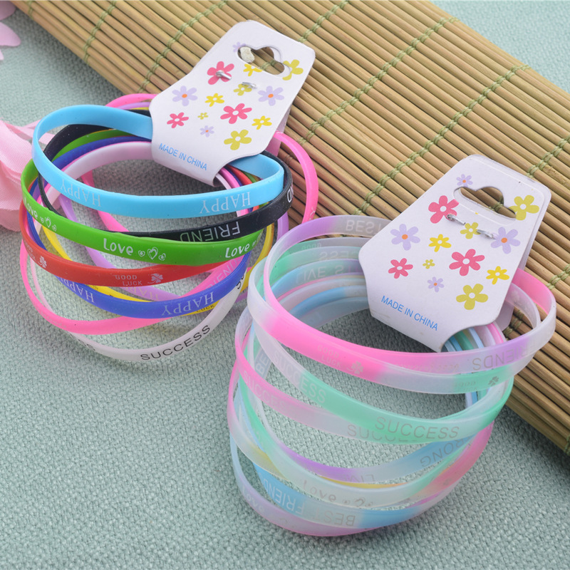 0.3cm Korean-Style Popular Fashion Trendy Glow-In-The-Dark Bracelet, Cross-Border Hot-Selling Fluorescent Silicone Wristband for Men and Women