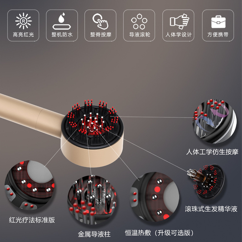 新製品 赤色光頭皮塗布器 エッセンスEMS微電流マッサージ器 育毛コーム 液体導入コーム メーカー ヘアケア|undefined