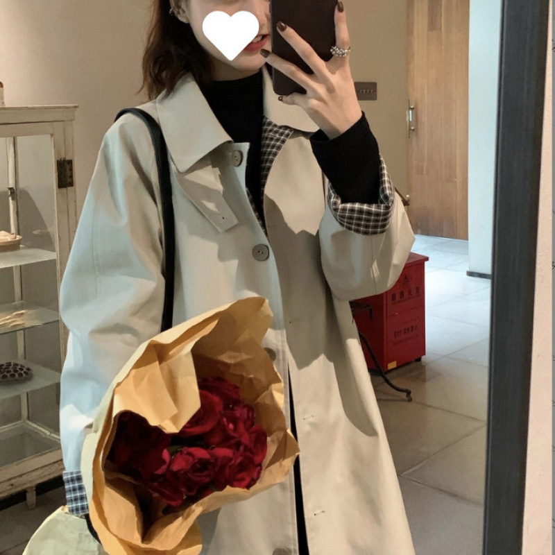 卡其色风衣女单排扣春秋新款英伦风韩版|undefined