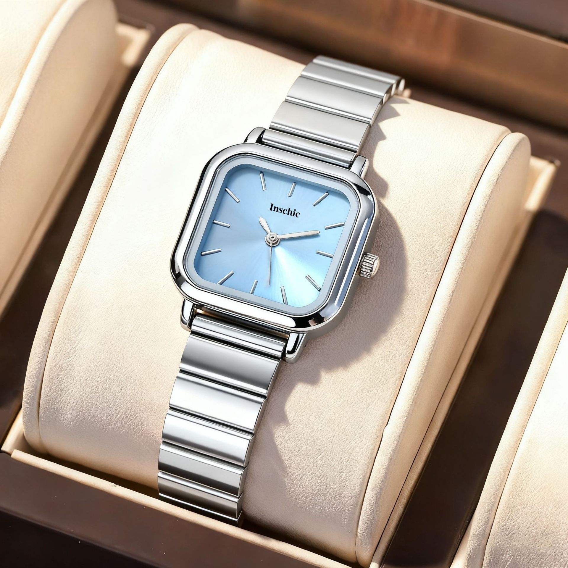 Cross-Border Hot Selling Steel Band Women's Watches Wholesale Ins Women's Watches Girls Light Luxury Square Women's Watches Quartz Watches