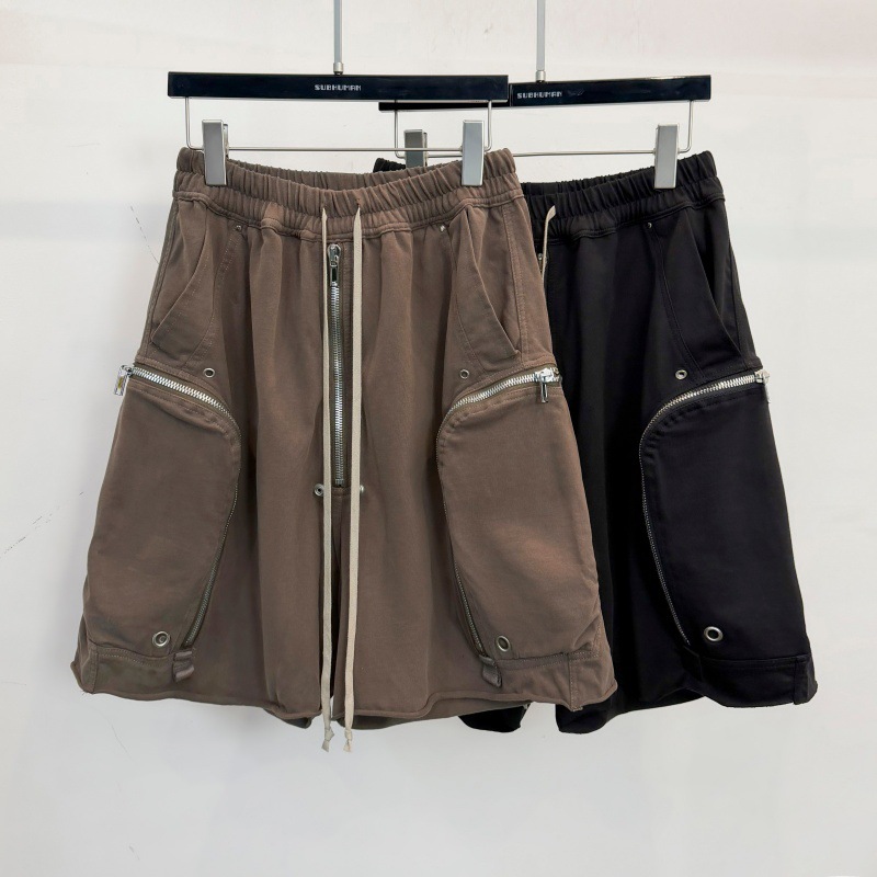 Dark-style men's cargo shorts, American retro drawstring loose five-point pants, trendy summer casual pants.